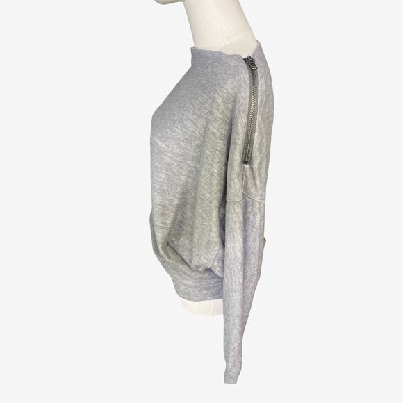 We The Free Gray Zip Shoulder Slouchy Boatneck Knit Pullover Top Size S - Picture 6 of 9